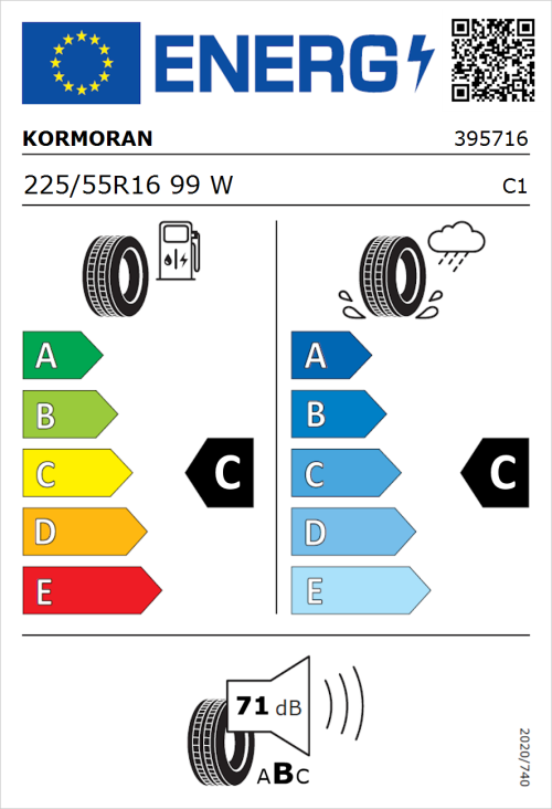 Tyre Label for Kormoran Road Performance 225/55R16 99W
